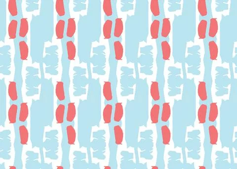 Vector texture background, seamless pattern. Hand drawn, blue, red, white col Stock Illustration