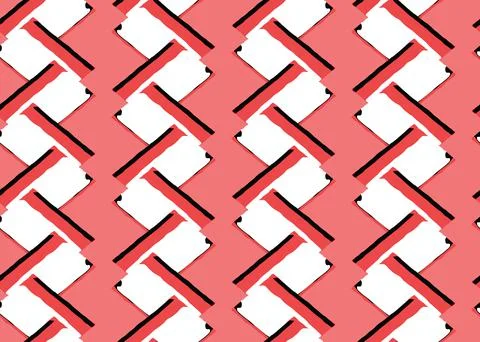 Vector texture background, seamless pattern. Hand drawn, red, white, black co Stock Illustration