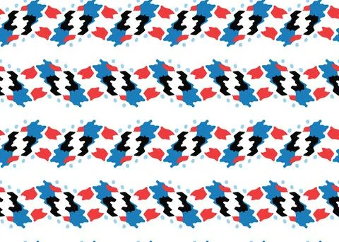 Vector texture background, seamless pattern. Hand drawn, blue, red, black, wh Stock Illustration