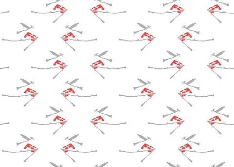 Vector texture background, seamless pattern. Hand drawn, grey, red, white col Stock Illustration