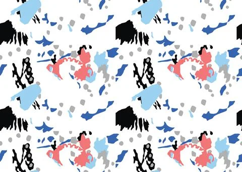 Vector texture background, seamless pattern. Hand drawn, red, blue, grey, bla Stock Illustration