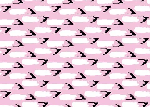 Vector texture background, seamless pattern. Hand drawn, pink, black, white c Stock Illustration