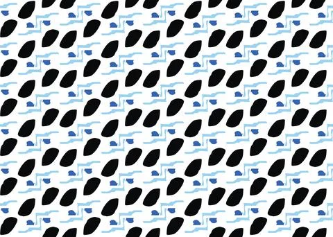 Vector texture background, seamless pattern. Hand drawn, black, blue, white c Stock Illustration