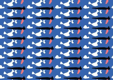 Vector texture background, seamless pattern. Hand drawn, blue, red, black, wh Illustrazione stock