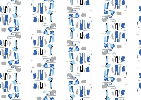 Vector texture background, seamless pattern. Hand drawn, blue, grey, black, w Stock-Illustration
