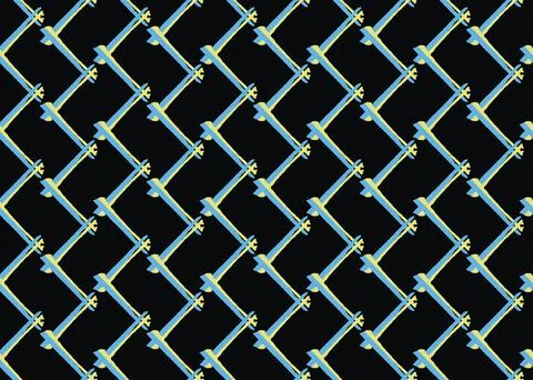 Vector texture background, seamless pattern. Hand drawn, black, blue, yellow  Illustrazione stock