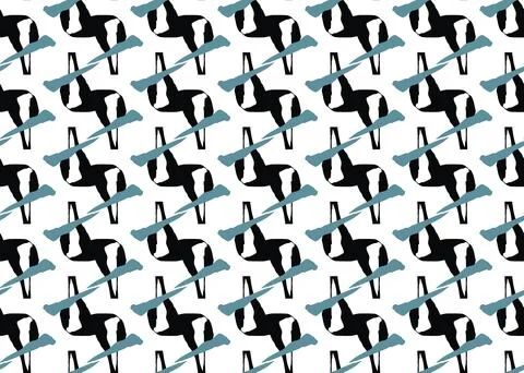 Vector texture background, seamless pattern. Hand drawn, blue, black, white c Stock Illustration
