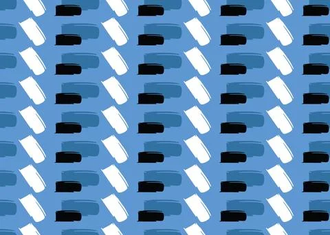 Vector texture background, seamless pattern. Hand drawn, blue, black, white c Stock Illustration
