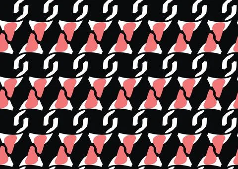 Vector texture background, seamless pattern. Hand drawn, black, red, white co Stock Illustration