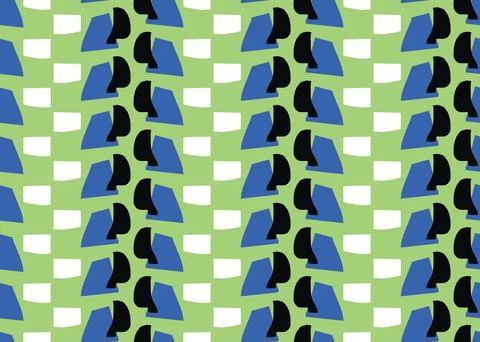 Vector texture background, seamless pattern. Hand drawn, green, blue, black,  Stock Illustration