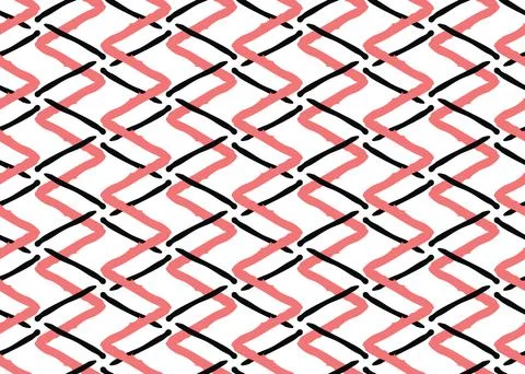 Vector texture background, seamless pattern. Hand drawn, red, black, white co Stock Illustration