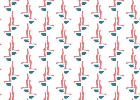 Vector texture background, seamless pattern. Hand drawn, red, blue, white col Stock Illustration