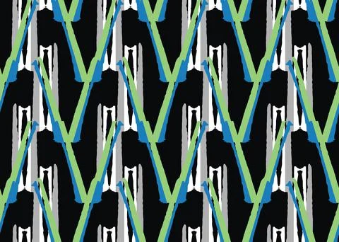 Vector texture background, seamless pattern. Hand drawn, green, blue, black,  Stock Illustration