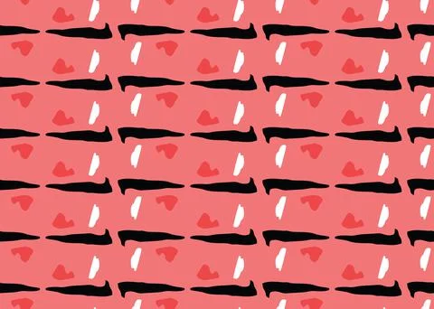 Vector texture background, seamless pattern. Hand drawn, red, black, white co Stock Illustration