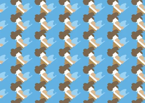 Vector texture background, seamless pattern. Hand drawn, blue, brown, white c Illustrazione stock