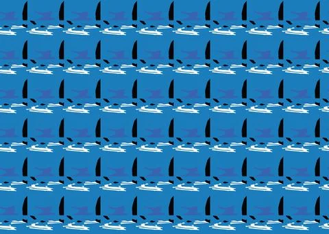 Vector texture background, seamless pattern. Hand drawn, blue, black, white c Stock Illustration