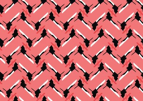 Vector texture background, seamless pattern. Hand drawn, red, black, white co Stock Illustration