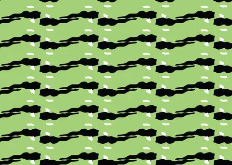 Vector texture background, seamless pattern. Hand drawn, green, black, white  Stock Illustration