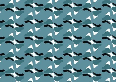 Vector texture background, seamless pattern. Hand drawn, blue, black, white c Stock Illustration