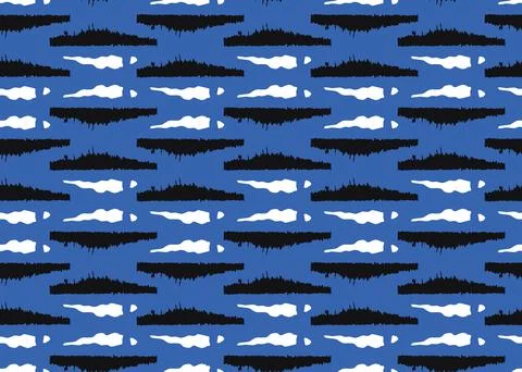 Vector texture background, seamless pattern. Hand drawn, blue, black, white c Stock Illustration
