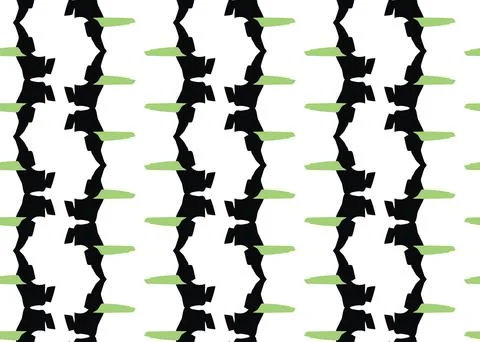 Vector texture background, seamless pattern. Hand drawn, black, green, white  Stock Illustration