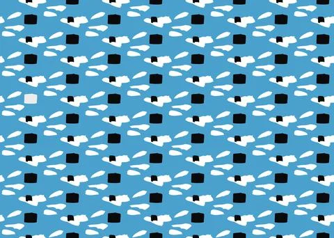 Vector texture background, seamless pattern. Hand drawn, blue, white, black c Stock Illustration