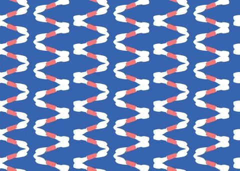 Vector texture background, seamless pattern. Hand drawn, blue, red, white col Stock Illustration