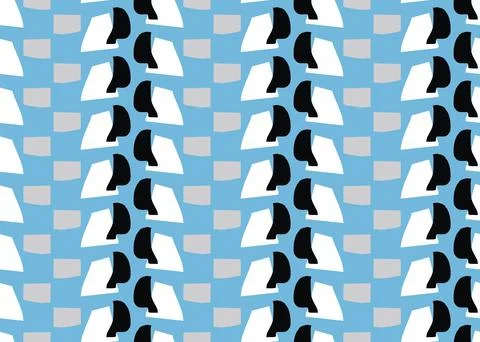 Vector texture background, seamless pattern. Hand drawn, blue, black, grey, w Stock Illustration