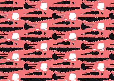 Vector texture background, seamless pattern. Hand drawn, red, white, black co Stock Illustration