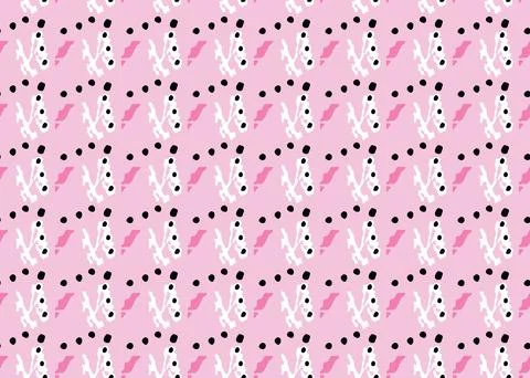 Vector texture background, seamless pattern. Hand drawn, pink, black, white c Stock Illustration