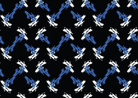 Vector texture background, seamless pattern. Hand drawn, black, blue, white c Stock-Illustration