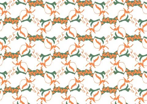 Vector texture background, seamless pattern. Hand drawn, green, orange, white Stock Illustration