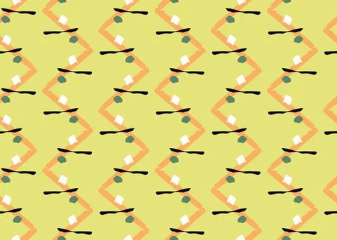 Vector texture background, seamless pattern. Hand drawn, yellow, orange, gree Stock Illustration