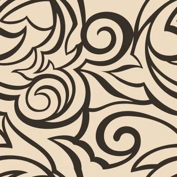 Vector texture of beige color isolated on brown background. Spirals and broke Illustrazione stock