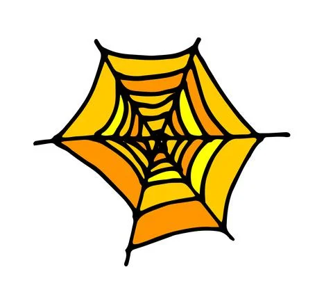 Vector texture of an orange spider web with a black outline. hand-drawn spider Stock Illustration