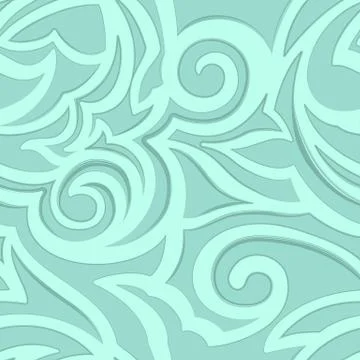 Vector texture of turquoise color isolated on sea background. Spirals and bro Illustration