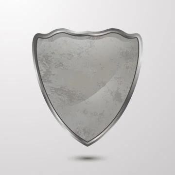 Vector textured 3D shield.Cardboard,cement.Symbol template.Concept design Stock Illustration