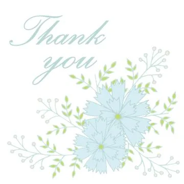 Vector thank you card with carnations. Stock Illustration