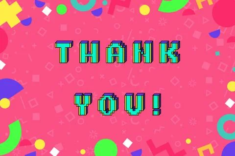 Vector thank you phrase in pixel art 8 bit style Stock Illustration