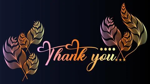 Vector Thank You Typography Text and Line Shape Leaves Shape. Modern Thank .. Illustration