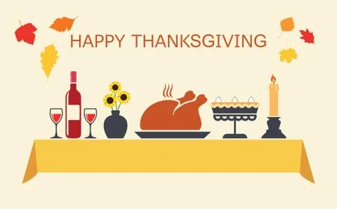 Vector thanksgiving day table Stock Illustration