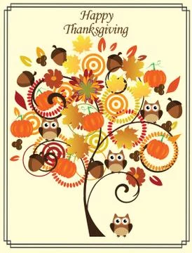 Vector Thanksgiving Day Tree Illustrazione stock
