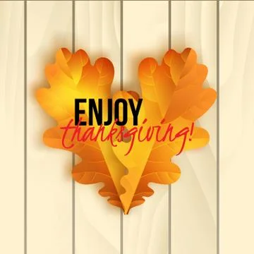 Vector thanksgiving greeting card with hand lettering label - enjoy thanksgiving Stock Illustration