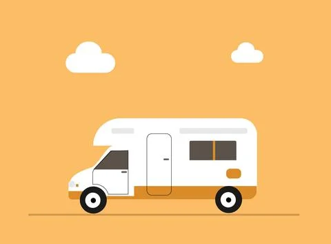 Vector theme of Caravan Road trip, Adventure, Trailering, Camping, outdoor re Stock Illustration