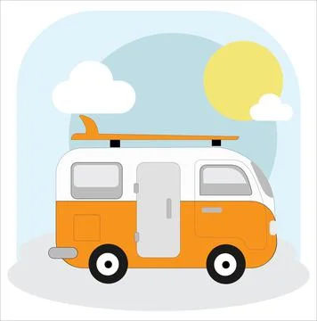 Vector theme of Caravan Road trip, Adventure, Trailering, Camping, outdoor re Stock Illustration