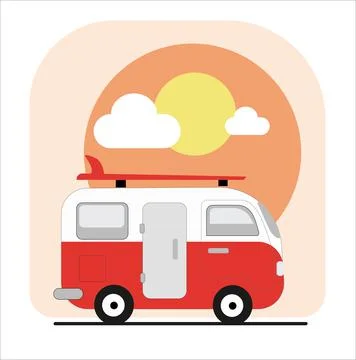 Vector theme of Caravan Road trip, Adventure, Trailering, Camping, outdoor re Stock Illustration