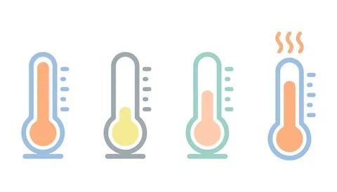 Vector of Thermometer illustrations showing different temperatures Stock Illustration