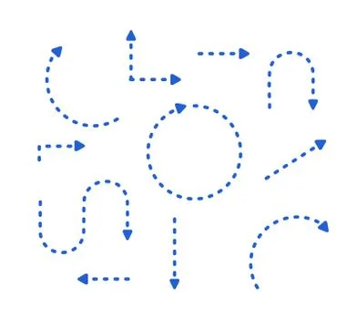 Vector thin blue lines with arrows. Vector Stock Illustration