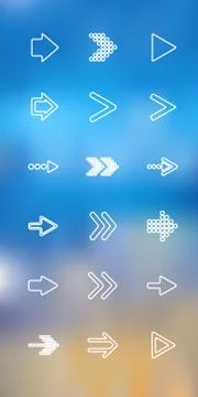 Vector thin icons design set. Arrows. Moder simple line icons. Ultra thin icons Stock Illustration