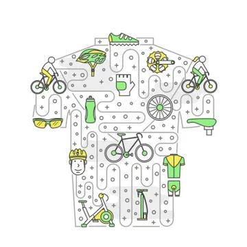 Vector thin line art bike poster banner template Stock Illustration